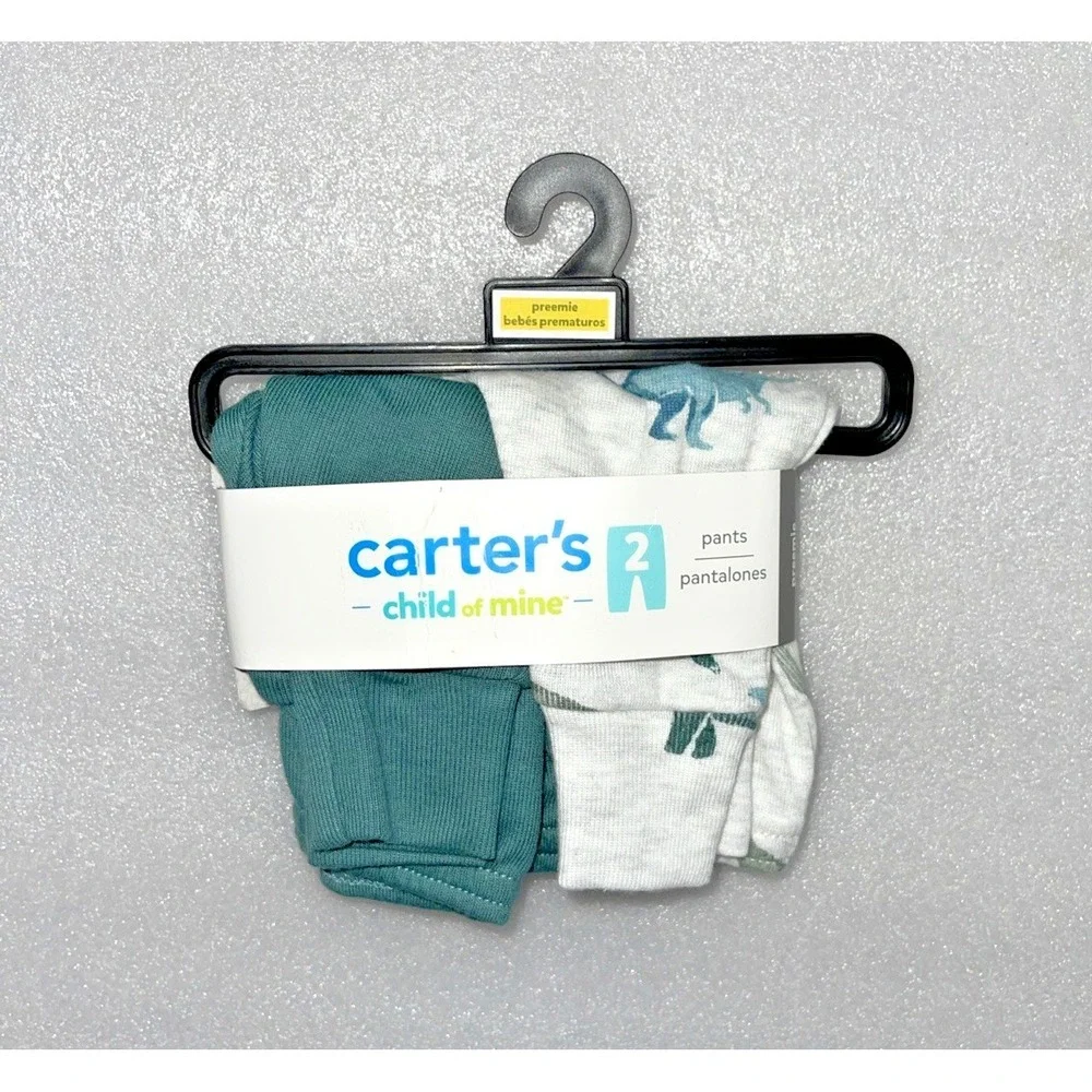 Carters Child Of Mine Baby Boy Dinosaur 5 Pieces - 3 Bodysuits & 2 Pants Preemie